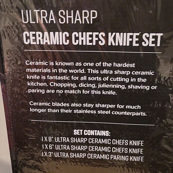 Chef's Foundry 3 piece ceramic knife set New - Picture 5 of 5